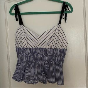 Express peplum top. Blue and white. Size large.